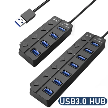USB 3.0 Netzteil 4/7 Port Multi-USB-Splitter Hub USB-Hub 2.0 USB Mehrfach-Erweiterungsschalter 30CM Kabel Hub