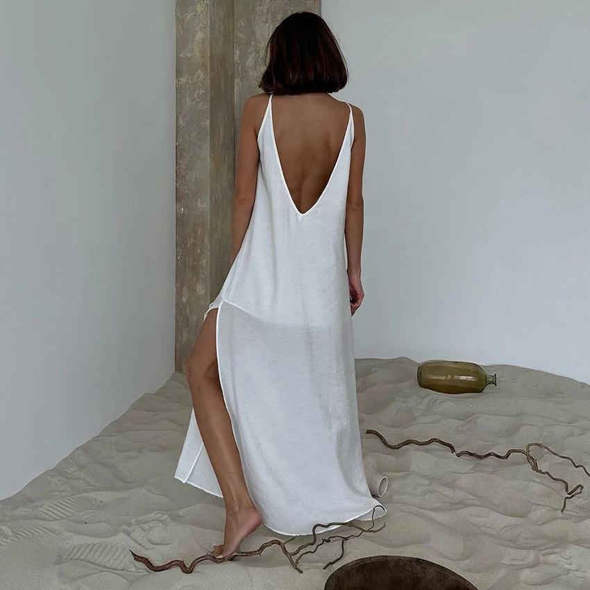 HiLoc Casual Lose Weiße Lange Kleid Robe 2025, Neue Sommer – Bild 2