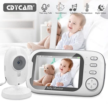 Cdycam Neues 3,5 Zoll Wireless Video Babyphone Nachtsicht Temperaturüberwachung 2-Wege Audio Talk Baby Nanny