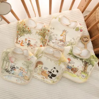 Baby-Lätzchen aus Baumwolle, wasserdicht, verstellbarer Hals, Baby-Lätzchen, waschbar, saugfähig, Essschutz