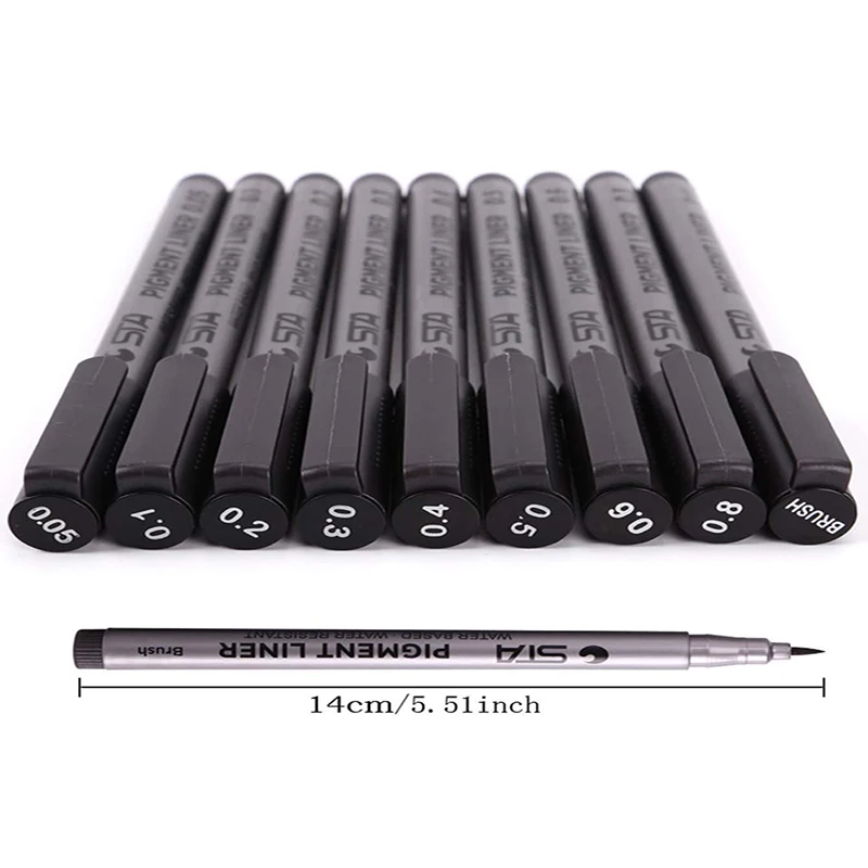 9-teilige schwarze Micro-Fineliner-Stifte mit mikrofeiner – Bild 5
