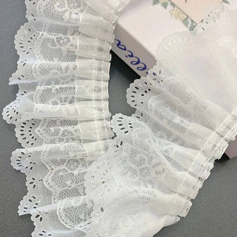 2/5/10 Yards Drei Schichten Weiße Spitze Falten Spitze – Bild 4