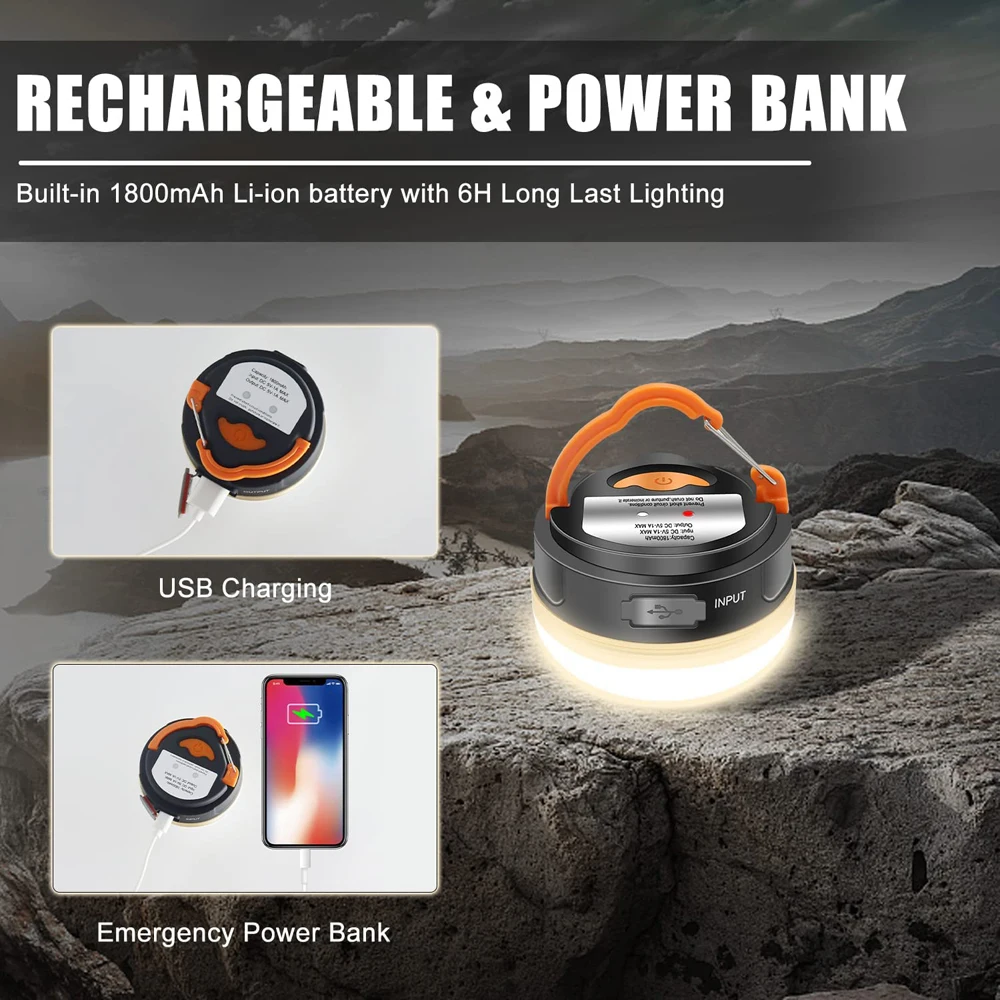 Camping-Laterne 10 W, 1200 mAh, USB-aufladbar – Bild 3