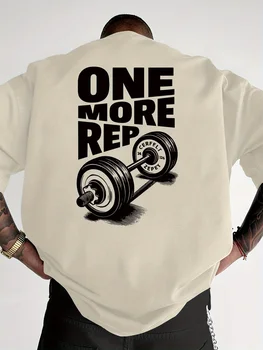 Herren T-Shirt Vintage Lustiges Fitnessstudio Workout ONE MORE REP Gewichtheben Damen Streetwear Baumwolle