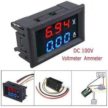 Digitales Voltmeter, Amperemeter, DC 100 V, 10 A, Amp, Spannung, Strommesser, Tester, 0,28 Zoll