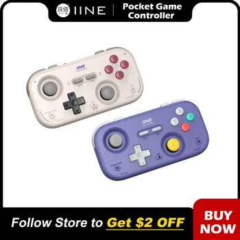IINE Pocket Retro-Game-Controller, 1000 Hz versenkter Stick, Hall-Effekt-Joysticks, tragbares Mini-Gamepad