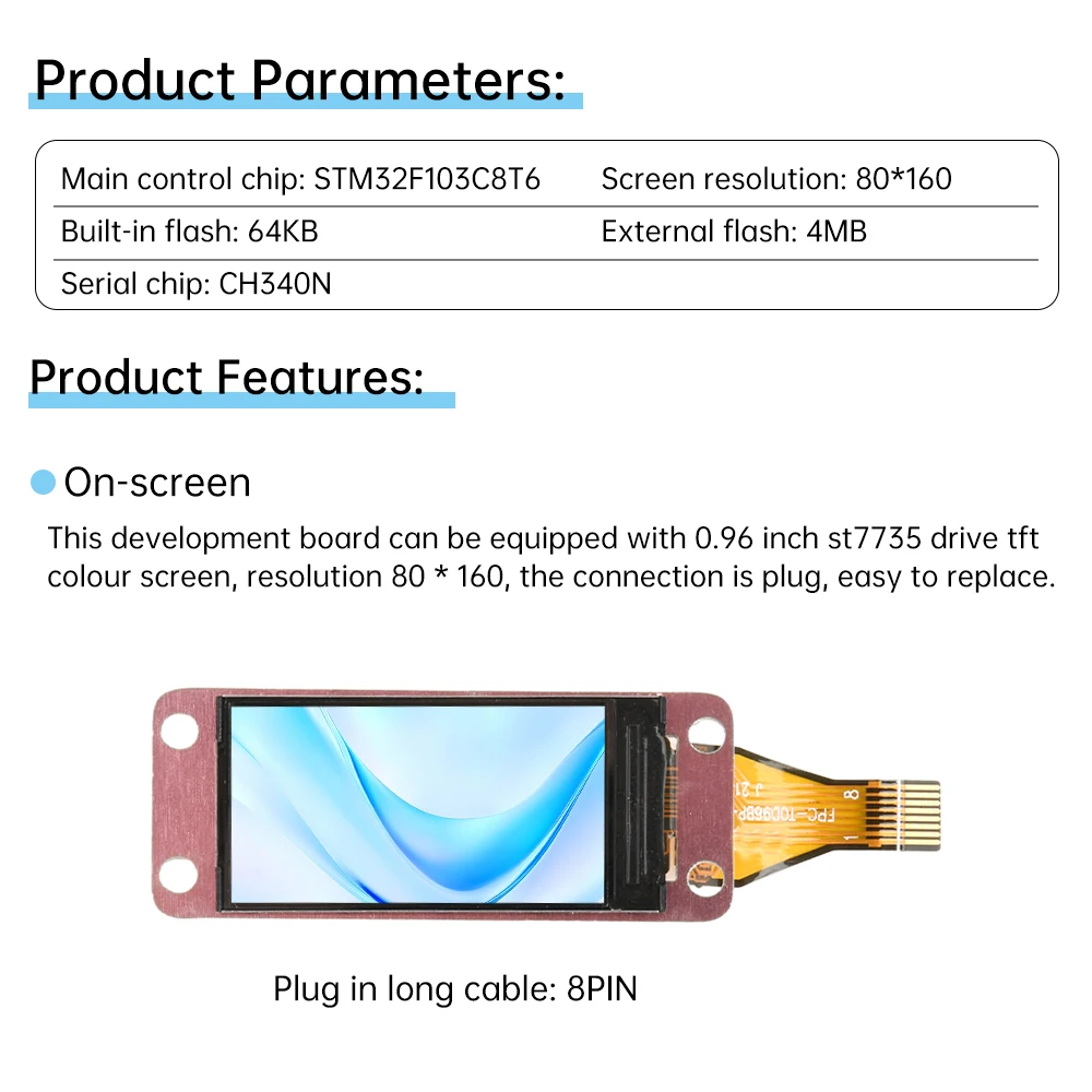 STM32F103C8T6 Entwicklungsboard 0,96 Zoll LCD TFT Bildschirm – Bild 2