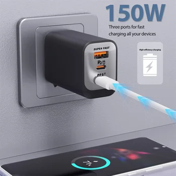 USB Typ C 150 W Ladegerät USB QC3.0 Schnelle Lade Handy Ladegerät Reise Adapter Für iPhone 17 Samsung Xiaomi
