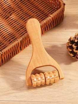 Holz Roller Massagegerät Therapie Körpermassagegerät Gesicht Schulter Hals Hand Push Rolling Massagegerät
