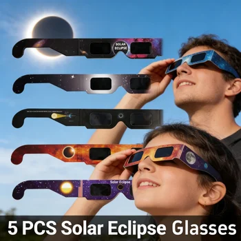 Sonnenfinsternis-Brillen, Anti-UV-Brillen, sichere direkte Sonnenbeobachtung, zufällige Farbe (5 Stück)