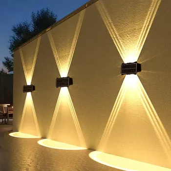 Solar Wand Lampe Outdoor Solar LED Licht Wasserdicht Oben Und Unten Leuchtende Beleuchtung Balkon Hof Garten