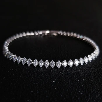 Marquise Oval Square Cut Luxus Silber Farbe auf Hand Tennis Armband Armreif für Frauen Party Geschenk Schmuck