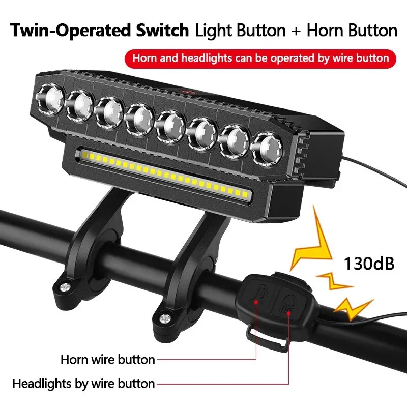 5/8 LED Fahrrad-Frontlicht, USB wiederaufladbar, 130 dB – Bild 2