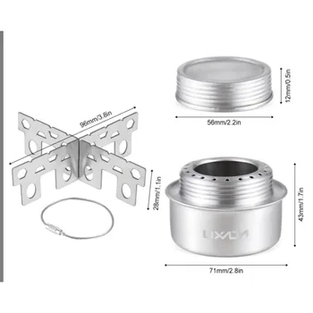 Campingkocher Tragbarer Mini-Alkoholkocher aus Aluminiumlegierung mit Deckel Outdoor Camping Wandern