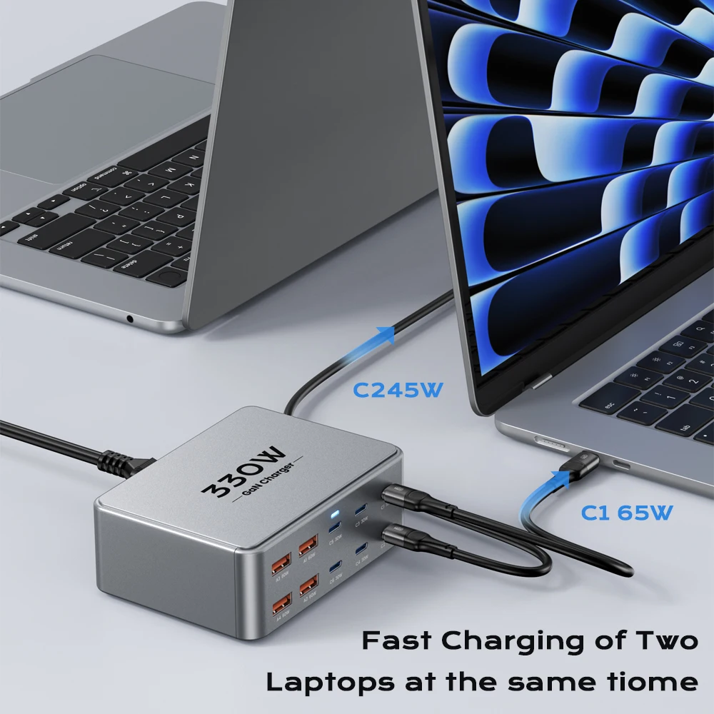 GaN USB-C Multiport-Ladestation 330 W, 100 W PD 3.0, PPS, QC – Bild 3