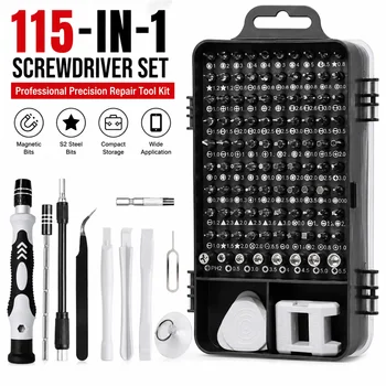Präzisions-Schraubendreher-Set 115 in 1 Elektronik-Reparatur-Handwerkzeuge Mikromagnetische Bohrer für iPhone