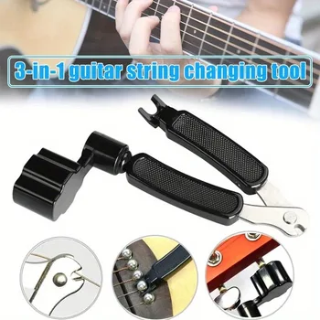 3-in-1-Gitarrensaitenkurbel + Saitenschneider + Pin Puller Instrument Gitarrenwartungswerkzeug Reparatur