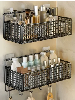 Bohrfreies Badezimmerregal, Multifunktionales Aufbewahrungsregal, Wandmontierter Toilettenartikel-Organizer