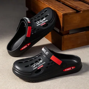 Herren EVA Clogs mit Lochmuster, verstellbarem Riemen, rutschfeste Garten- und Arbeitsschuhe, wasserdichte