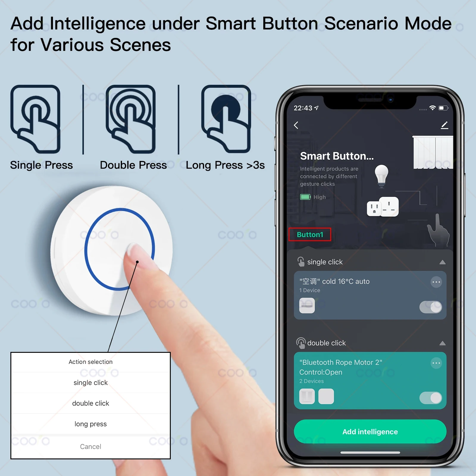 Tuya ZigBee Push Button Wireless Hand-Remoter Szene Switch – Bild 4