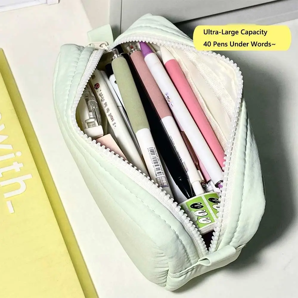 Einfachheit Einfarbig Stift Tasche Zipper Design Große – Bild 5