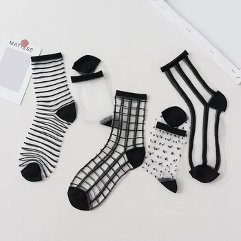 Sommer Spitze Mesh transparente Frauen Socken ultra dünne atmungsaktive Frauen Mädchen kurze Socken Harajuku