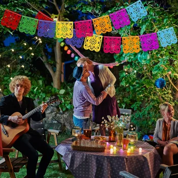 Mexikanische Partydekorationen Banner, Bunte Día De Los Muertos Papel Picado Banner, Karneval Geburtstag