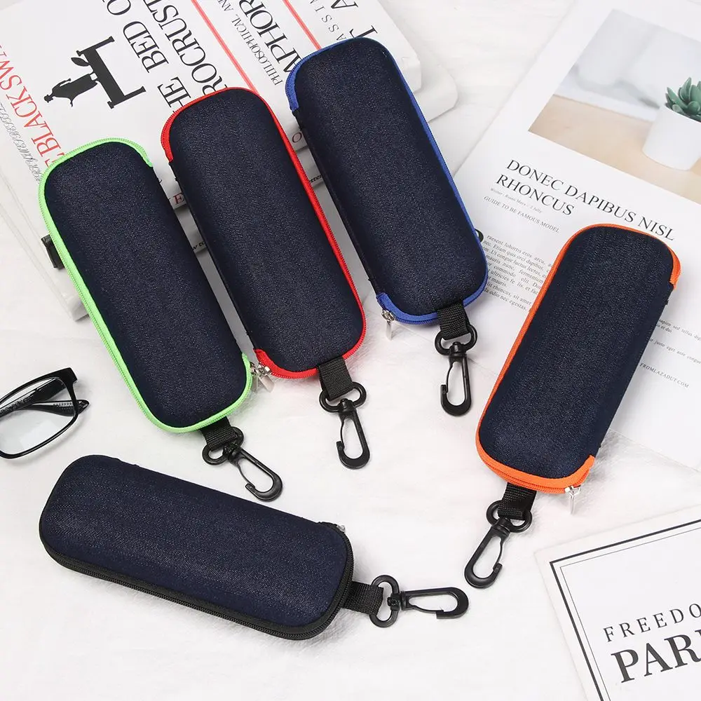Mode Denim Stoff Brille Box Reiß verschluss Sonnenbrille – Bild 2