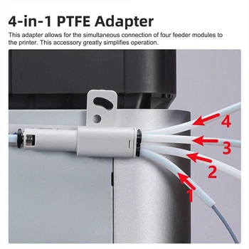 3D-Druckerteil 4-in-1 PTFE-Adaptermaterial Rohrvergrößerungspoort AMS Connect 4 Feeding-Module für Bambulab