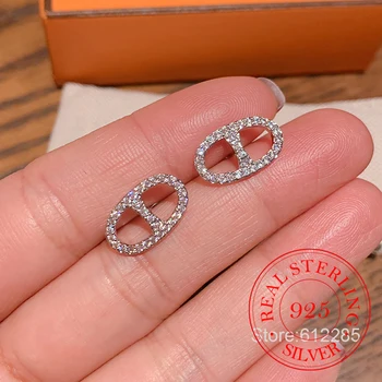 Ohrstecker aus 925er-Sterlingsilber, Kristall-Schwein-Nasen-Ohrstecker für Frauen und Mädchen, Party-Schmuck