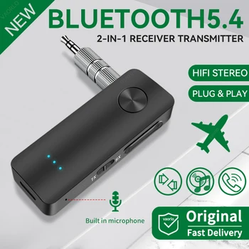 2-in-1 Wireless Audio Adapter Bluetooth 5,4 Empfänger Sender 3,5mm AUX Verlustfreie Sound MIC Für Auto