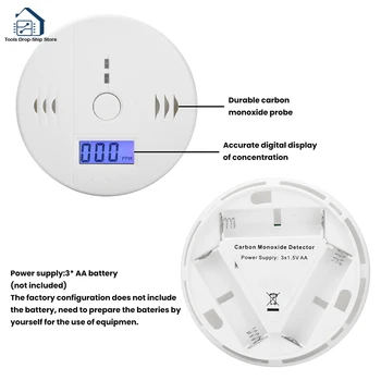Kohlenmonoxid-Alarm Rauchmelder CO-Detektor LCD-Display Alarm Drahtloser Giftgas-Leckdetektor für Zuhause