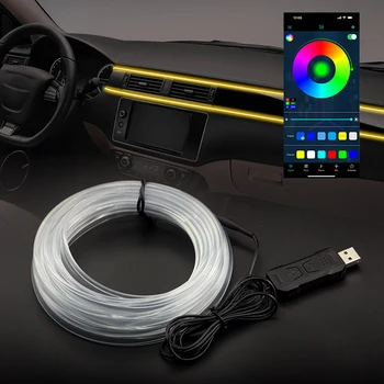 1/2/3/4/5M Auto Innen RGB LED Licht Streifen Umgebungs Neon Unsichtbare Licht USB Fiber Optic Atmosphäre Lampe
