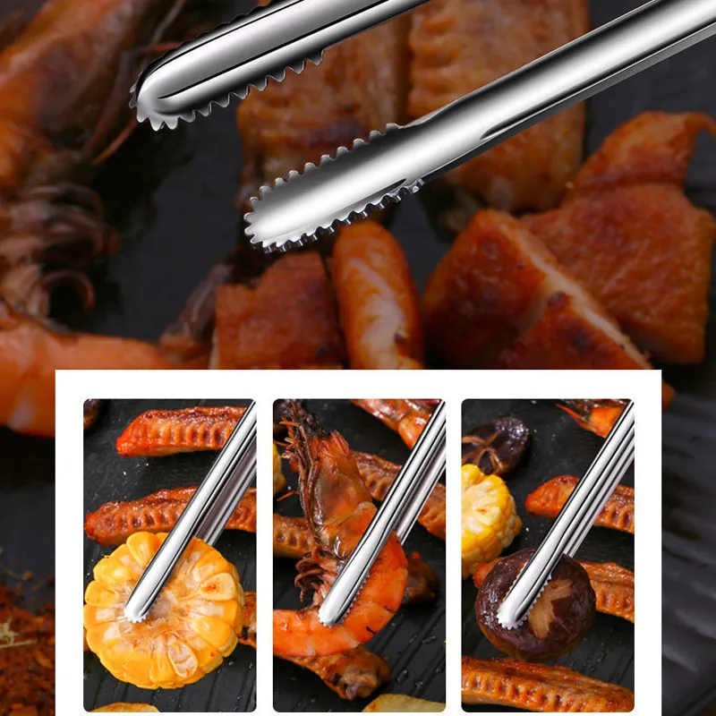Edelstahl Grill Zange Lebensmittel Clip BBQ Steak Clip Brot – Bild 4