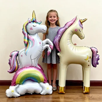 Regenbogen-Einhorn-Ballon Einhorn-Party-Deko Zubehör Einhorn-Geburtstagsparty-Dekoration Baby-Shower Kinder