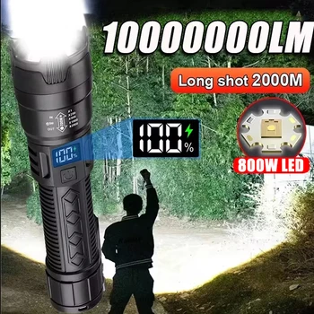 High Power 2000LM LED Taschenlampe Eingebaute Batterie USB Aufladbare Starke Licht Taktische Taschenlampe
