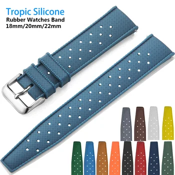 Tropisches Silikon-Uhrenarmband, Schnellverschluss-Uhrenarmband, 18 mm, 20 mm, 22 mm