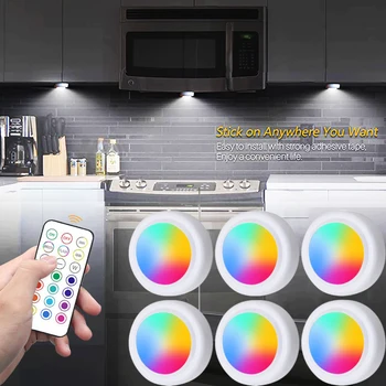 RGB-LED-Unterschrankleuchten mit Fernbedienung, batteriebetrieben, kabellos, dimmbar, Nachtlampe, LED-Leuchten
