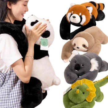 30-65cmKawaii Waldtier-Plüschpuppenkissen, weiches, langarmiges Waschbär-Dinosaurier-Faultier, Panda, Koala