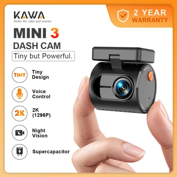 2K Dash Kamera Für Autos DVR KAWA Dash Cam MINI 3 Video Recorder Notfall Sprachsteuerung Nachtsicht WiFi APP