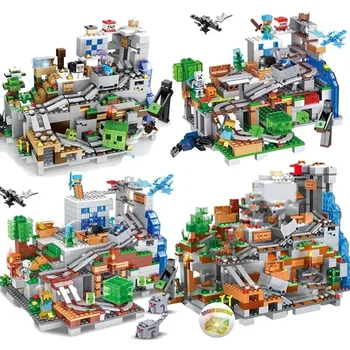 The Cave Village Mine Farm TreeHouse Deep Dark Battle Constructions Bausteinmodell Spielzeug DIY für Kinder