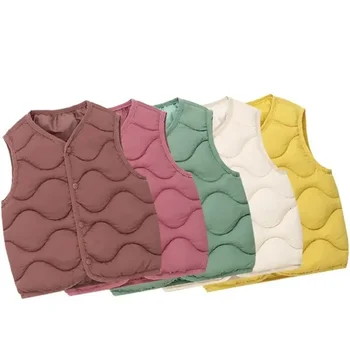 Herbst Winter Kinder Jungen Mädchen warme Weste feste Baumwolle gepolsterte Westen Baby 1-6y Kinder verdicken