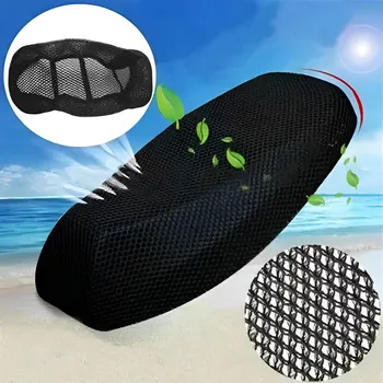 Sommerlicher, kühlender 3D-Mesh-Motorradsitzbezug, atmungsaktiver Roller-Sitzbezug, Kissen, rutschfester
