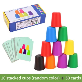 Montessori Spielzeug Mini Stapel Tasse Spiel Mit Karte Pädagogische Intellektuelle Aufklärung Farbe Erkenntnis