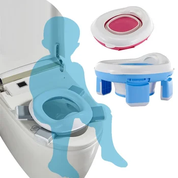 3-in-1 Reise-Toilettensitz, faltbares Kinder-Töpfchen mit Taschen, Baby-Topf, tragbarer