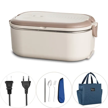 220V 110V Elektrische Lunchbox Edelstahl Lebensmittel Wärmer Heizung Bento Box 1L EU UNS Stecker Schule büro