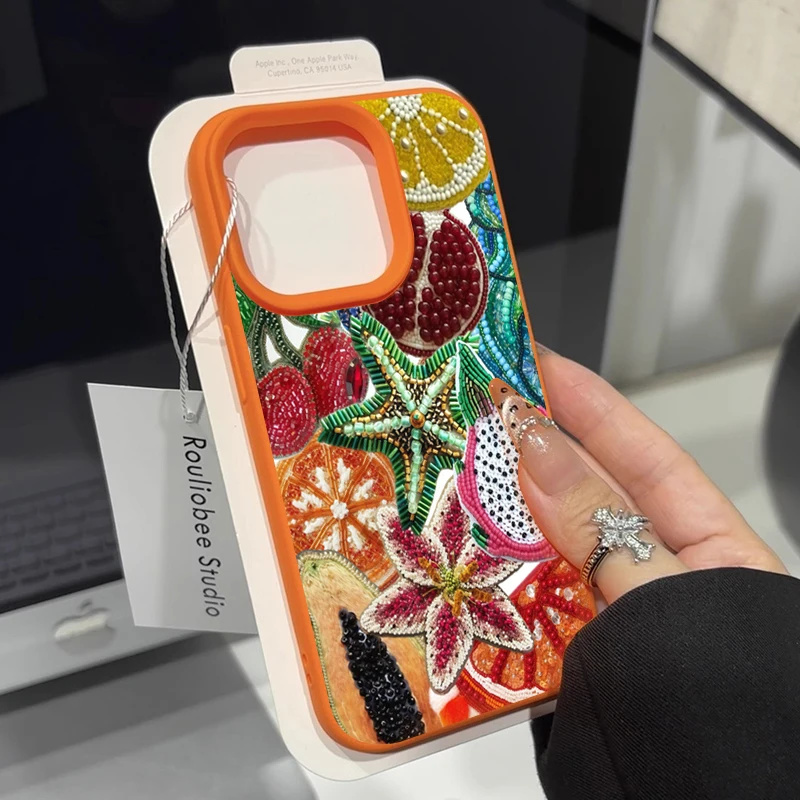 iPhone Hülle mit Retro-Fruchtmuster, stossfest
