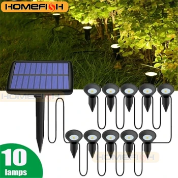 10-in-1-Solarleuchten für den Außenbereich, RGB-Wechsel-Rasen-Bodenlampe, IP65, wasserdicht
