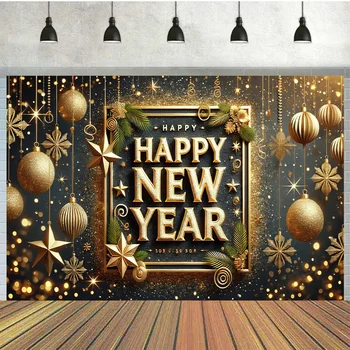 Goldener Neujahrsfeier-Hintergrund, geeignet für Geburtstagsfeier-Dekorationen und Outdoor-Events, keine Strom