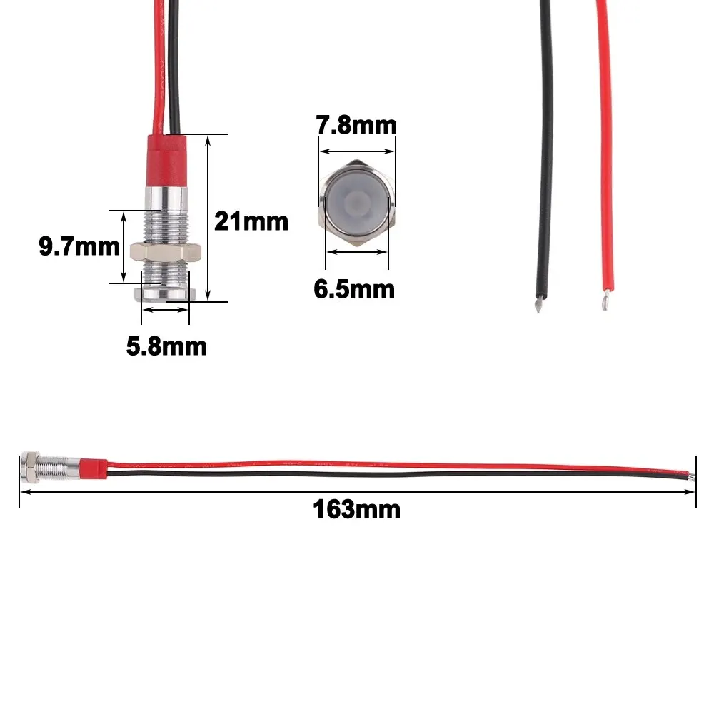LED Metall Kontroll leuchte 6mm wasserdichte Leistungs signal – Bild 2